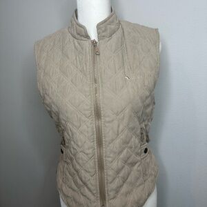 Dublin Tan Quilted Equestrian Vest with Puffy Insulation and Stand-Up Neck